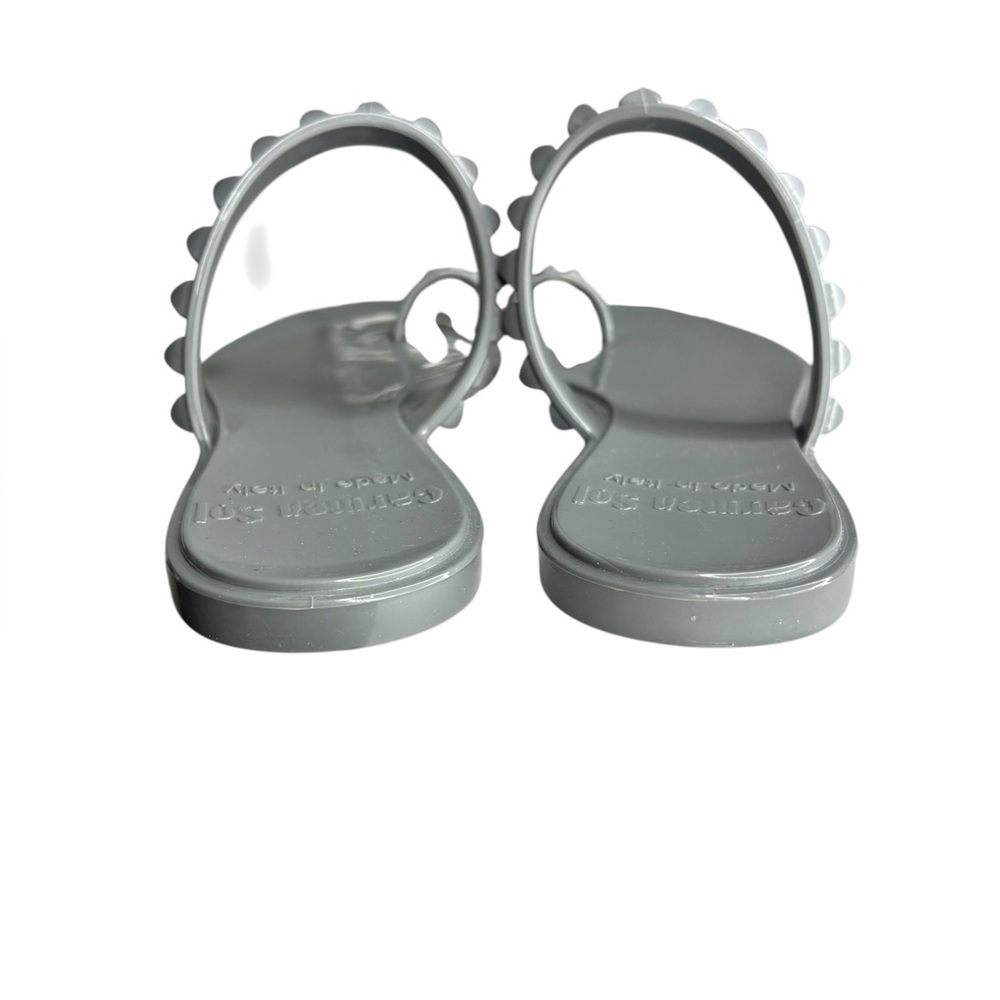 CARMEN SOL Silver Grey Maria Studded Flat Jelly Sandal Size 11 - Picture 6 of 9